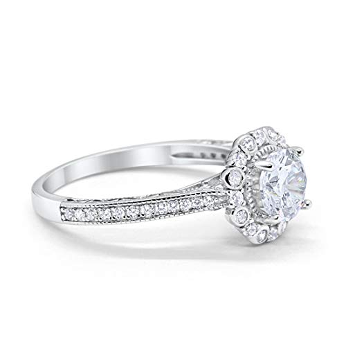 Filigree Engagement Bridal Ring Simulated Cubic Zirconia 925 Sterling Silver