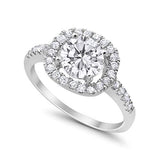 Solitaire Accent Halo Wedding Ring Round Simulated CZ 925 Sterling Silver