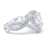 Teardrop Engagement Bridal Ring Simulated CZ 925 Sterling Silver