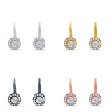 Dangling Earrings Halo Round Cut Simulated CZ 925 Sterling Silver