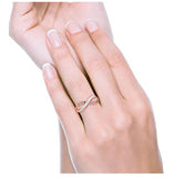 Infinity Ring Lab Created White Opal Rose Gold Round Simulated Cubic Zirconia 925 Sterling Silver