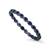 Full Eternity Stackable Ring Black Tone, Simulated Blue Sapphire CZ 925 Sterling Silver