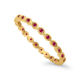 Full Eternity Stackable Ring Yellow Tone, Simulated Ruby CZ 925 Sterling Silver