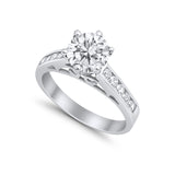 Solitaire Accent Engagement Ring Round Simulated Cubic Zirconia 925 Sterling Silver