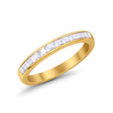 Princess Cut Yellow Tone, Simulated CZ Eternity Wedding Ring 925 Sterling Silver
