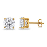 Butterfly Prong Round Casting Yellow Tone, Simulated Cubic Zirconia Stud Earrings 925 Sterling Silver