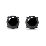 Butterfly Prong Round Casting Black Tone, Simulated Black CZ Stud Earrings 925 Sterling Silver