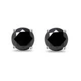 Butterfly Prong Round Casting Simulated Black CZ Stud Earrings 925 Sterling Silver