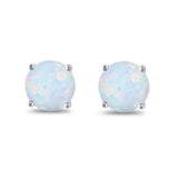 Butterfly Prong Round Casting Lab Created White Opal Stud Earrings 925 Sterling Silver
