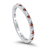 Full Eternity Wedding Design Ring Round Simulated Garnet CZ 925 Sterling Silver