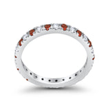 Full Eternity Wedding Design Ring Round Simulated Garnet CZ 925 Sterling Silver