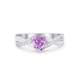 Infinity Accent Wedding Ring Heart Simulated Lavender CZ 925 Sterling Silver