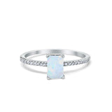 Art Deco Wedding Ring Lab Created White Opal 925 Sterling Silver