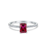 Art Deco Wedding Ring Simulated Ruby  CZ 925 Sterling Silver