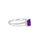 Art Deco Wedding Ring Simulated Amethyst CZ 925 Sterling Silver