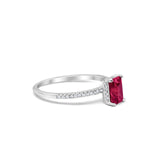 Art Deco Wedding Ring Simulated Ruby  CZ 925 Sterling Silver