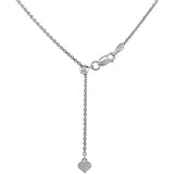 .6MM Adjustable Cable Rhodium Chain .925 Sterling Silver Sizes -22"