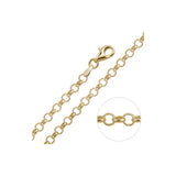 2MM 025 Yellow Gold Rolo Chain .925 Sterling Silver Length 16"-20"