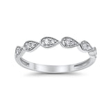 14K G SI White Gold Tear Drop .13ct Diamond Eternity Bands Ring Size 6.5