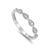 14K G SI White Gold Tear Drop .13ct Diamond Eternity Bands Ring Size 6.5