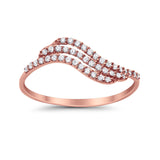 14K .17ct G SI Rose Gold Wave Diamond Eternity Bands Ring Size 6.5