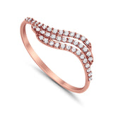 14K .17ct G SI Rose Gold Wave Diamond Eternity Bands Ring Size 6.5