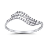 14K .17ct G SI White Gold Wave Diamond Eternity Bands Ring Size 6.5