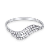 14K .17ct G SI White Gold Wave Diamond Eternity Bands Ring Size 6.5