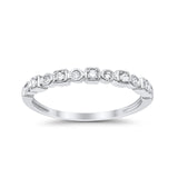 14K G SI White Gold Bezel Set .11ct Stackable Accent Diamond Eternity Bands Ring 6.5