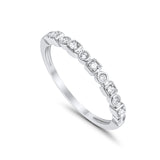 14K G SI White Gold Bezel Set .11ct Stackable Accent Diamond Eternity Bands Ring 6.5