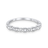 14K G SI White Gold Bezel Set .11ct Stackable Accent Diamond Eternity Bands Ring 6.5