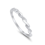 14K White Gold .06ct Twisted Band Diamond Eternity Bands Ring Size 6.5