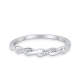 14K White Gold .06ct Twisted Band Diamond Eternity Bands Ring Size 6.5