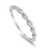 14K White Gold .09ct Twisted Diamond Eternity Bands Wedding Ring Size 6.5