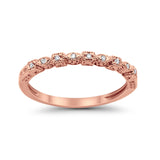 14K .06ct Rose Gold Diamond Eternity Bands Anniversary Wedding Stackable Size 6.5