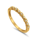 14K .06ct Yellow Gold Diamond Eternity Bands Anniversary Wedding Stackable Size 6.5