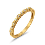 14K .06ct Yellow Gold Diamond Eternity Bands Anniversary Wedding Stackable Size 6.5