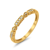 14K Yellow Gold Diamond Anniversary Wedding Stackable Eternity Bands .08ct Size 6.5