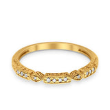 14K Yellow Gold Diamond Anniversary Wedding Stackable Eternity Bands .08ct Size 6.5