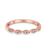14K Rose Gold Anniversary .08ct Wedding Stackable Diamond Eternity Bands Size 6.5