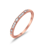 14K .07ct Anniversary Wedding Rose Gold Diamond Eternity Stackable Bands Size 6.5