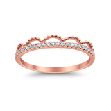 14K .10ct Rose Gold Diamond Eternity Bands Trendy Crown Stackable Size 6.5