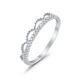 14K .11ct White Gold Diamond Eternity Bands Trendy Crown Stackable Size 6.5