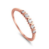 14K Stackable .13ct Rose Gold Diamond Eternity Bands Anniversary Wedding Size 6.5