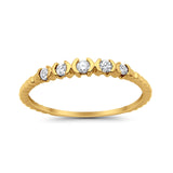 14K Stackable .14ct Yellow Gold Diamond Eternity Bands Anniversary Wedding Size 6.5