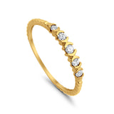 14K Stackable .14ct Yellow Gold Diamond Eternity Bands Anniversary Wedding Size 6.5
