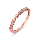 14K Rose Gold Diamond Eternity Bands Wedding Stackable Band .06ct Size 6.5