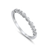 14K White Gold Diamond Eternity Bands Wedding Stackable Band .05ct Size 6.5