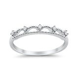 14K White Gold .10ct Diamond Eternity Bands Anniversary Wedding Stackable Ring Size 6.5