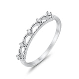 14K White Gold .10ct Diamond Eternity Bands Anniversary Wedding Stackable Ring Size 6.5